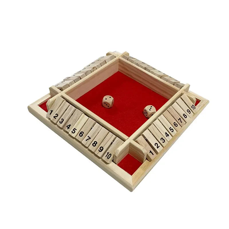 Wooden Traditional Four Sided Digital Game Toys 10 Number Pub Bar Board Dice Party Party Casual Funny Parent-child Board Game