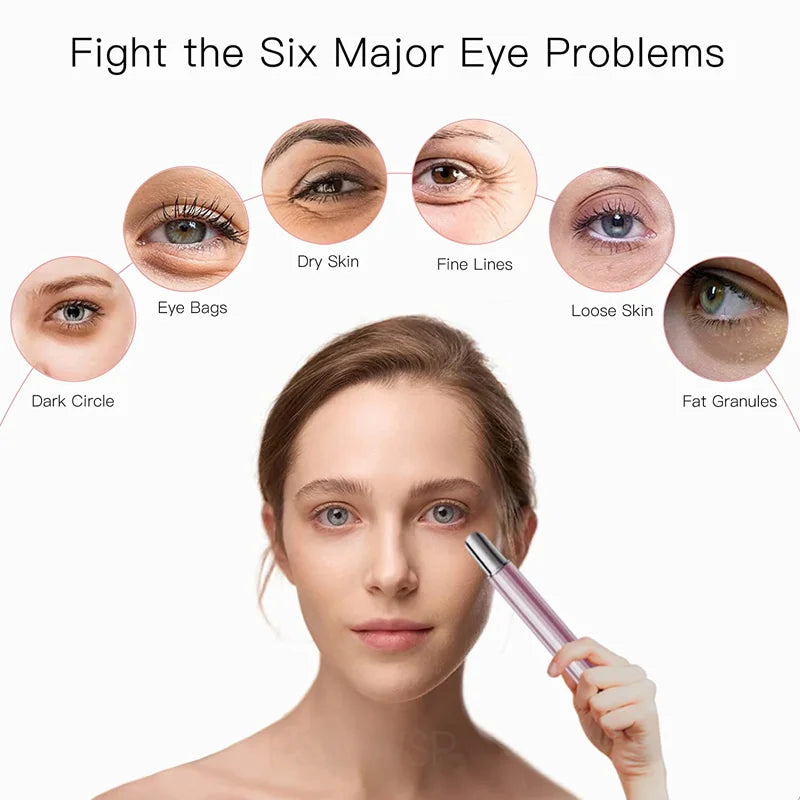 EMS Hot and Cold Eye Massage Stick Wrinkle Removal Relieve Dark Circles Puffiness Eye Bags Eye Care Facial SkinBeauty Machine