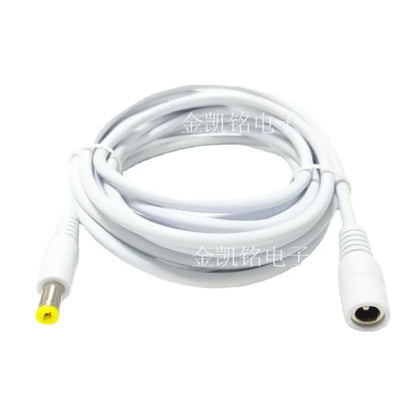 Thick Copper Power Extension Cable - 12V - White - DC 5.5*2.1mm Male To Female - for Monitor LED Lights - 5m