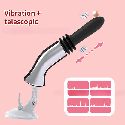 Telescopic Gun Electromechanical Simulation Phallus Female G-spot Stick Masturbation Prop Automatic Pumping & Inserting Sex Toys