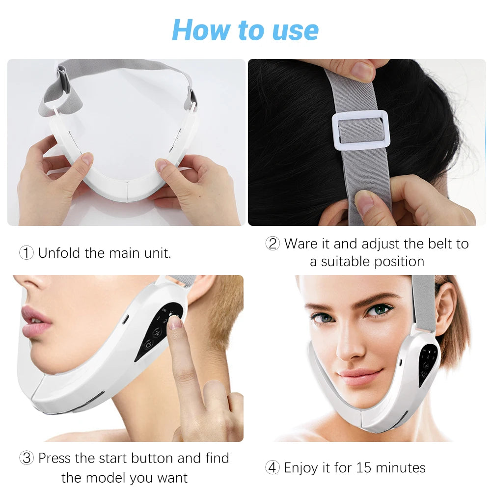 EMS Facial Massager Jaw Lifter Belt LED Photon Therapy Facial Slimming Vibrating Device Cellulite Jaw Lifter