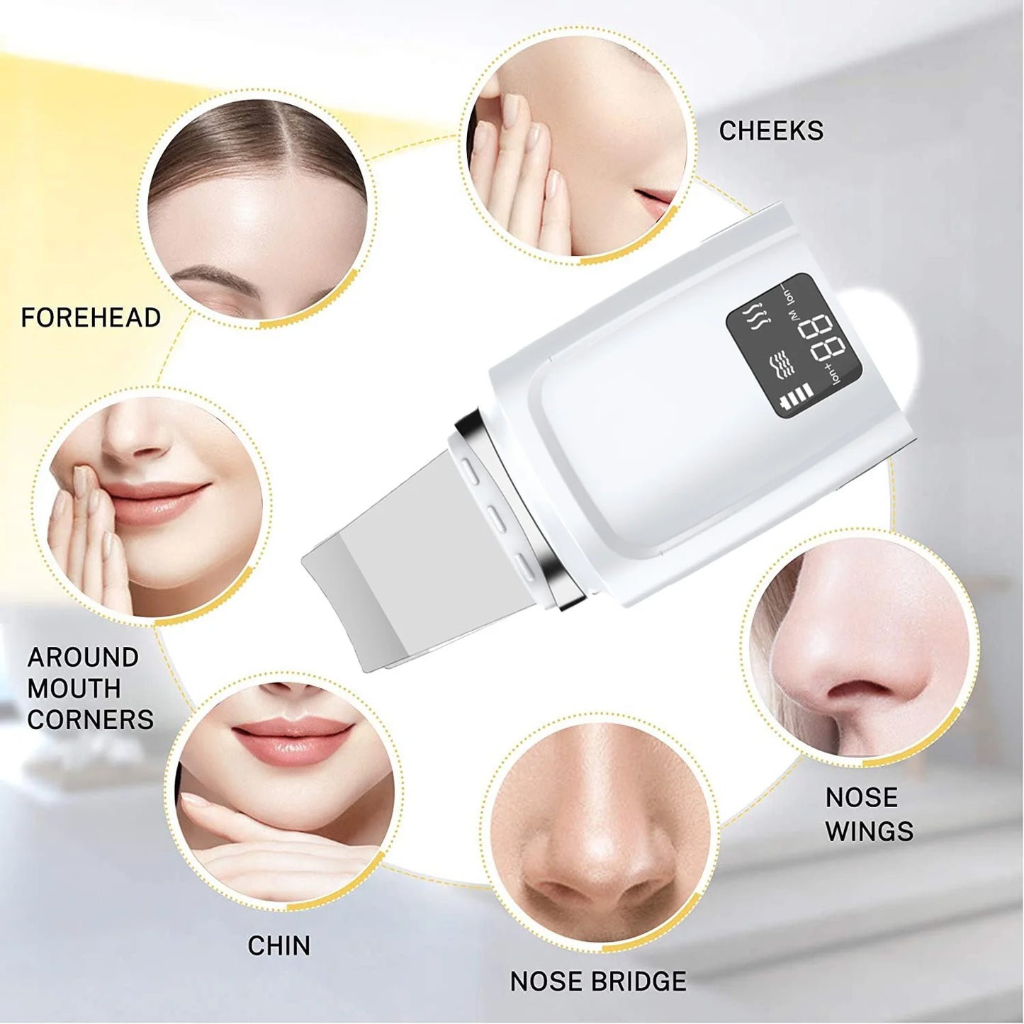 Skin Scrubber Blackhead Remover Sonic Face Skin Cleaning Peeling Device Comedone Extractor Facial Ion Shovel