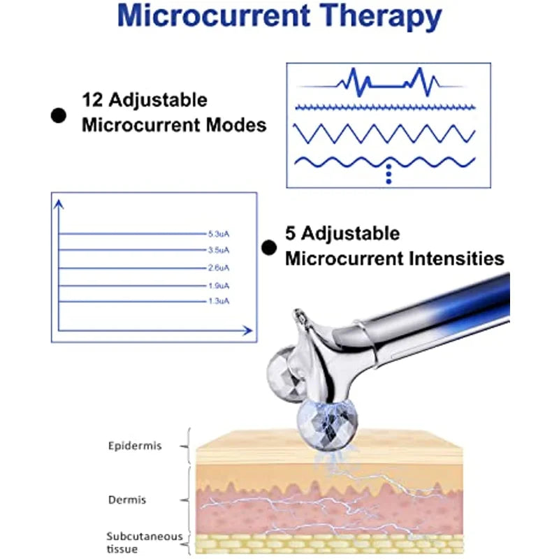 V Face 5D Microcurrent Facial  Massager Ice Roller Microcurrent Device Facial Massager Beauty Skin Care Tool for Face Eye Neck