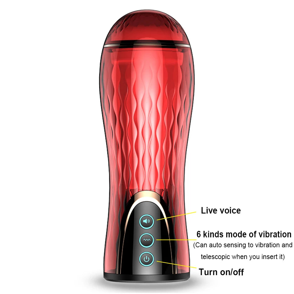 Soft Rechargeable 6-Mode Automatic Sucking Heating Realistic Pussy Vagina Male Masturbator Sex Simulated Blow job Toys for Men