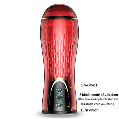 Soft Rechargeable 6-Mode Automatic Sucking Heating Realistic Pussy Vagina Male Masturbator Sex Simulated Blow job Toys for Men