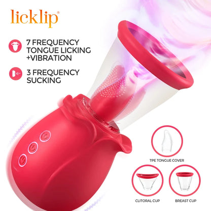 Woman Rose Vibrators with Suction Cups Nipple Sucking Sex Toys for Woman G-Spot Tongue Licking Clitoris Stimulator Adult Gift