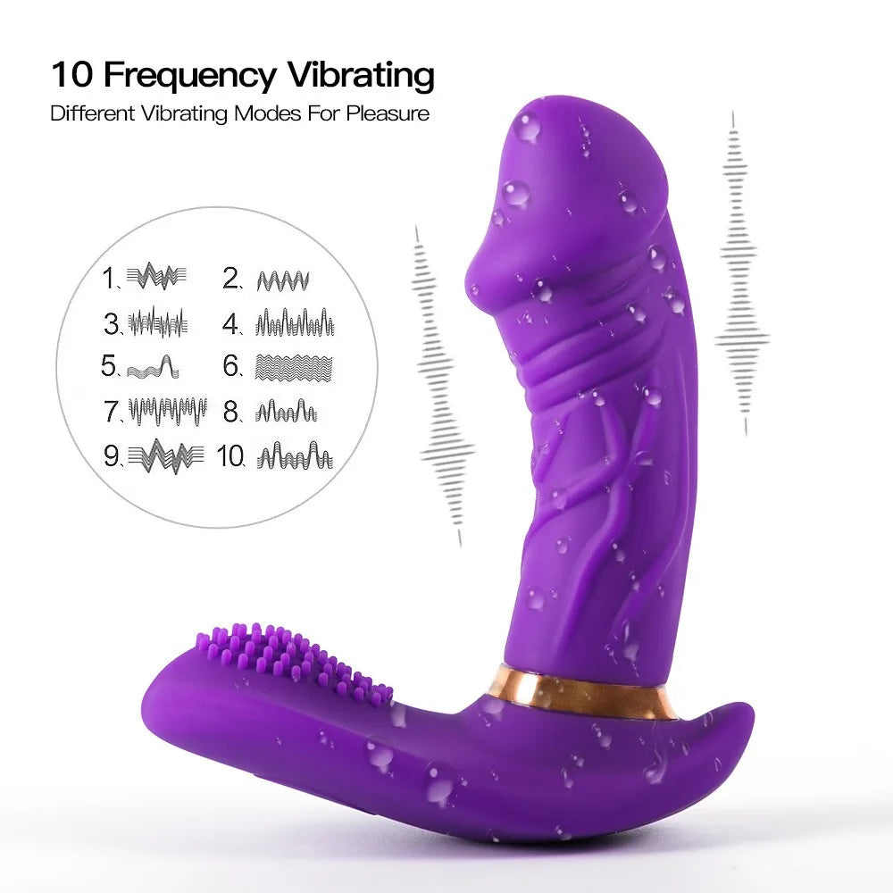 1PCS 10-Frequency Dual Vibration Strap On Dildo Clitoris Stimulator G spot Vibrator Masturbation Sex Toys for Woman Female