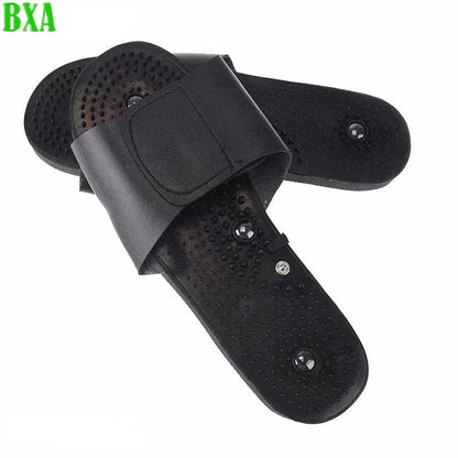 1Pair 2pcs Massage Electrode slipper Tens   Therapy Slippers Body Foot Relaxing Massager Machine Physiotherapy Slippers Black