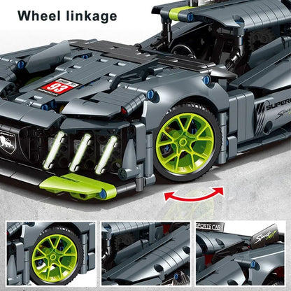 Technical Expert 1280Pcs Mechanical Racing Sport Car Model Building Blocks City Supercar Toys Kids Gift Speed Vehicle MOC Bricks