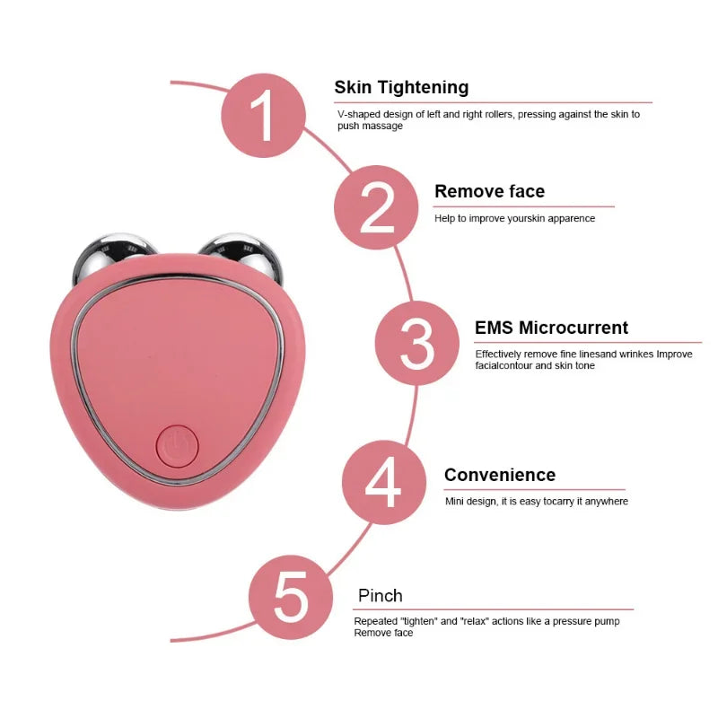 USB EMS Facial Massager Microcurrent Face Lifting Machine Roller Skin Tightening Rejuvenation Beauty Charg Facial Anti Wrinkle