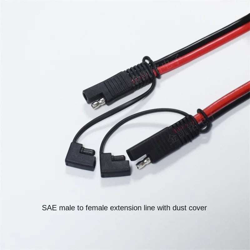 10AWG Pure Copper 5.3mm² Photovoltaic Solar Battery Connection Cable, 1M, with Dustproof Cover, SAE Power Extension