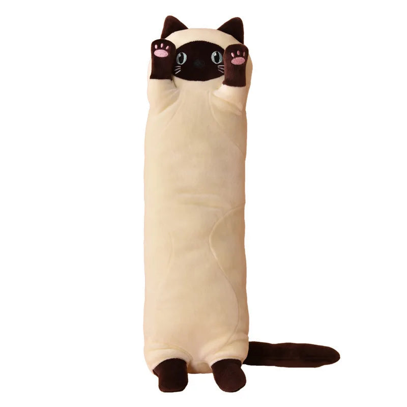 Soft Cat Plush Island Long Stripe Pillow Down Cotton Stuffed Cartoon Kitten Cats Doll Plushie Peluche Sleeping Leg Pillow Gift