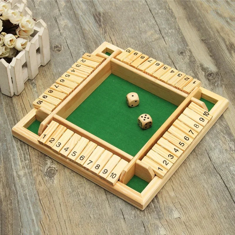 Wooden Traditional Four Sided Digital Game Toys 10 Number Pub Bar Board Dice Party Party Casual Funny Parent-child Board Game