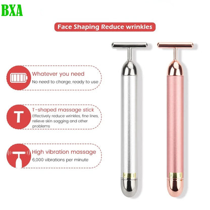 Face Lift Bar Roller Vibration Slimming Massager Facial Stick Facial Beauty Skin Care T Shaped Vibrating Tool