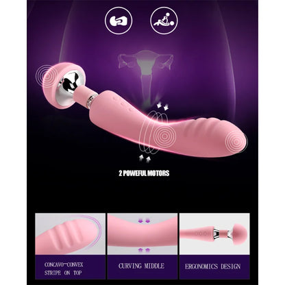 1PCS Powerful 10-Speed Waterproof Vibrator with Header USB Rechargeable Dual Motor Clitoris G-spot Vibrator Sex Toys For Women