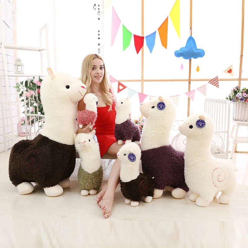 28-65cm Big Alpaca Plush Toy 5 Colors Cute Animal Doll Soft Cotton stuffed doll Home office decor Kids girl Birthday Xmas Gift