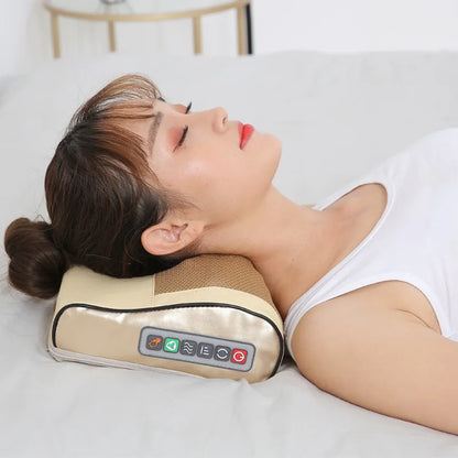 Heat Massage Pillow Electric Neck Shoulder Shiatsu Kneading Full Body Back Device Cervical Health Massage Pillow Multifunctional