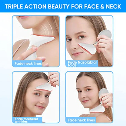 3 In 1 Facial Massager EMS Micro Current Facial and Neck Beauty LED Photon Therapy Skin Firming Reduce Double Chin Anti-wrinkle