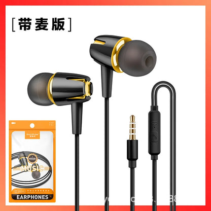 3.5mm Wired Headphones Sports Earphones HIFI Bass Earbuds in-Ear Headset Adjustable Voice Game Subwoofer with Mic Handsfree Call