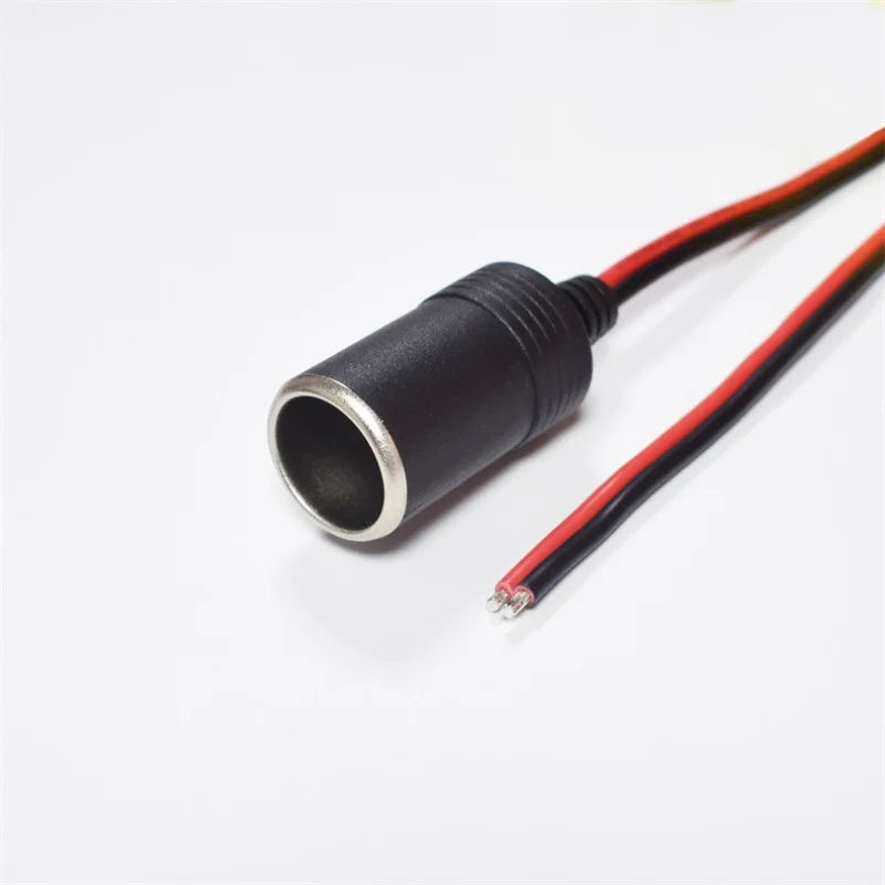 14AWG Nickel Plated Cigarette Lighter Socket Cable - 12V24V Car Battery 20A Pure Copper 2 Square Wire Car Charger Female Head 1m