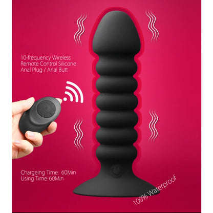 Soft Silicone 10-Meter Wireless 10-Frequency Vibration Anal Plug/Anal Butt Dildos Adults Games Sex Toys for Women/Man