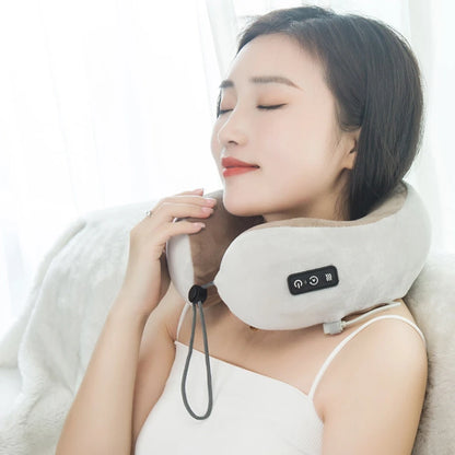 Electric U Shaped Neck Massager Pillow Memory Foam Soft Travel Shoulder Cervical Massager Sleeping Airplane Healthcare Bedding