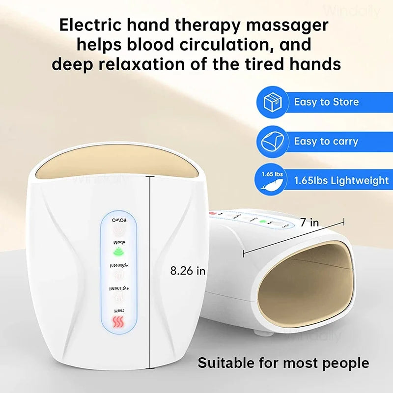 Electric Hand Massager Air Pressure Heat Compresses Heating Palm Finger Acupoint Massage Device For Pain Relief  Women Girl Gift