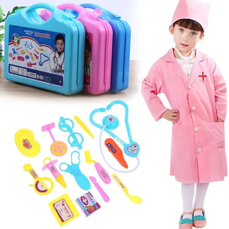 15pcs Children Pretend Play Doctor Nurse Medical Tool Toys Set Portable Suitcase for Girls Boys Gifts Learning Educational Toys