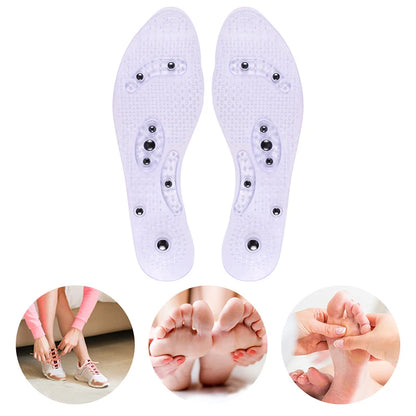 Unisex Magnetic Massage Insoles Foot Acupressure Shoe Pads Therapy Slimming Insoles for Weight Loss Transparent