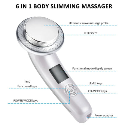 6 in 1 EMS Body Slimming Massager Ultrasound Cavitation Anti-Cellulite Fat Burner Machine Galvanic Infrared Weight Lose Therapy