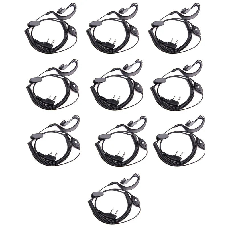 10x Baofeng UV-5R Two Way Radio 2 Pin Ear Hook PTT Mic Handsfree Flexible Earphone Microphone for 888s Kenwood HYT Walkie Talkie