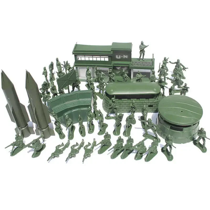 56PCS 5CM Military Soldiers Model Set Sand Table Scenario Kit Figures Accessories Model for Kids Children Christmas Gift Toys