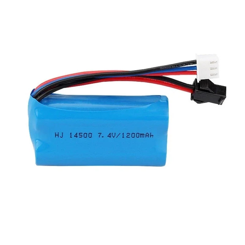 1Pcs 7.4V 1200mAh 14500 Li-ion Battery SM for Electric Toys Water Bullet Gun Toys Accessory 7.4V Battery for Vehicles RC Toy