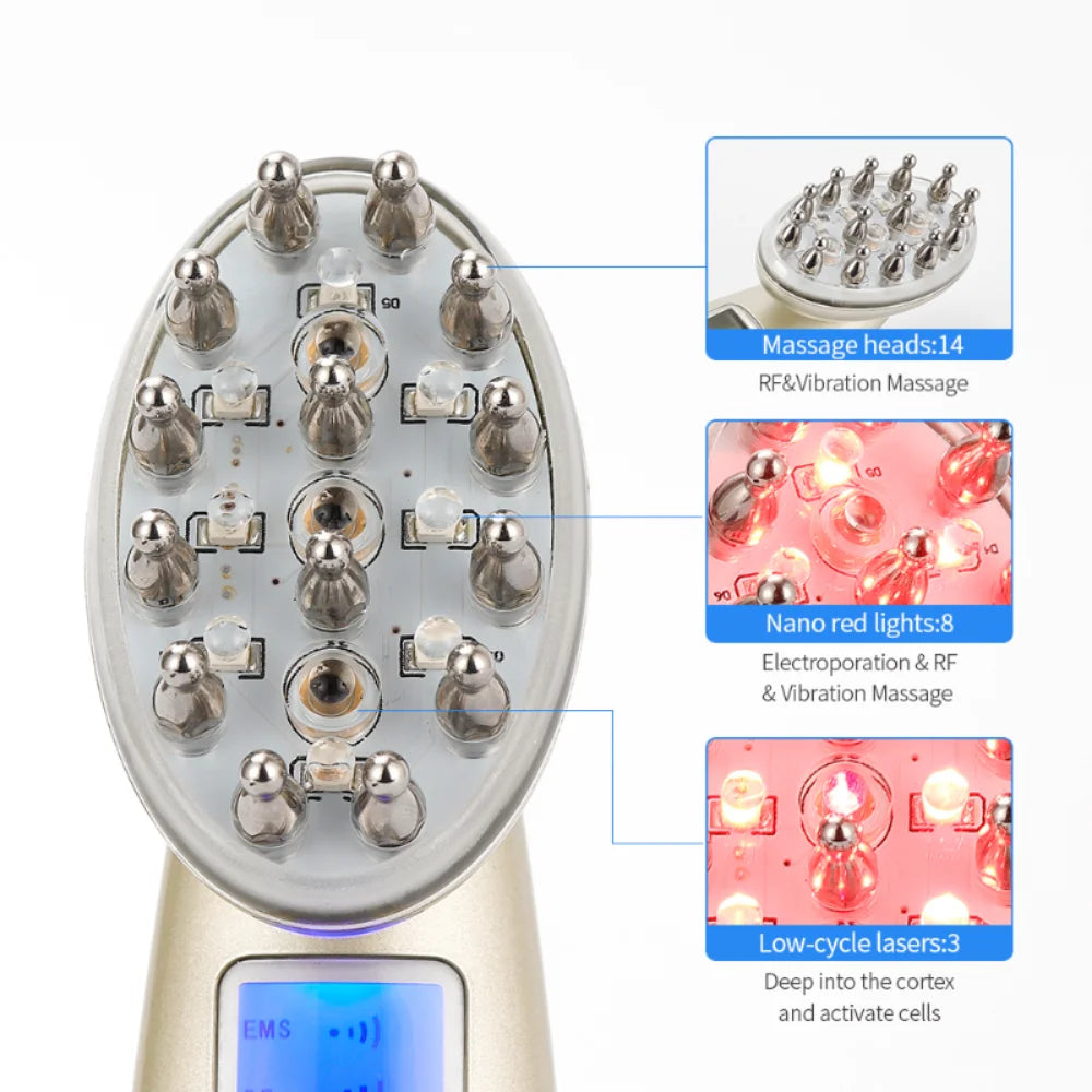 1PCS Microcurrent Hair Care Hair Loss Treatment Hair Regrowth Electric Laser Hair Growth Comb Infrared Vibration Massager