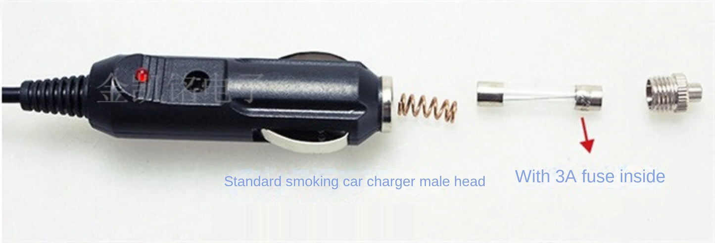 12V Copper Spring Car Charger Cable, DC5.5*2.5 Forked Cigarette Lighter Cable for Car Air Purifier Power Supply