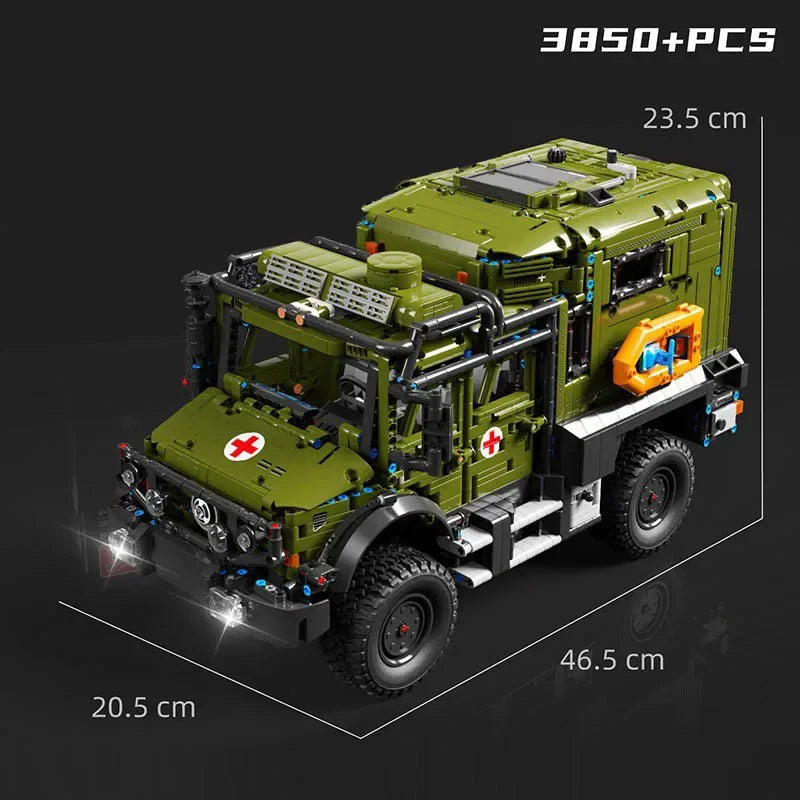 3850Pcs Technical Military Off-Road Ambulance Car Model Building Blocks City Army Rescue Vehicle MOC Bricks Toys Kids Adult Gift