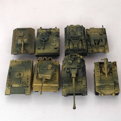 A Set 8PCS 1/72 4D Finished Tank Model Leopard Tiger-Type M1A2 T34 M42 Main Battle Tank Thumb Tank Military Model Toys for Child