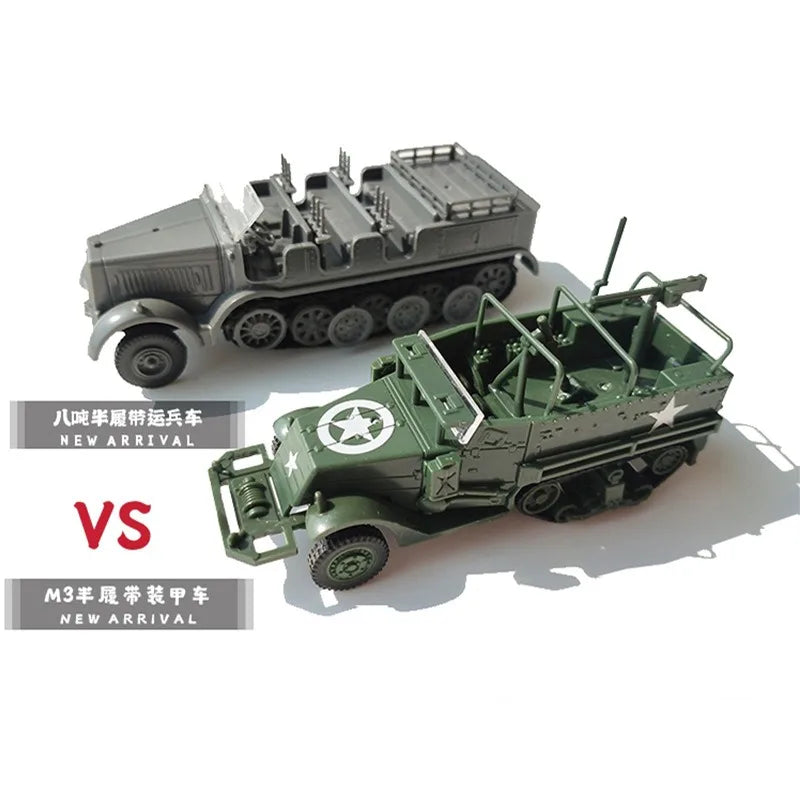 4D Model Kit Toy Collection 1/72 USA M3 Half-track Armored Personnel Carrier Plastic Assembled Tractor Military Vehicle for Kids