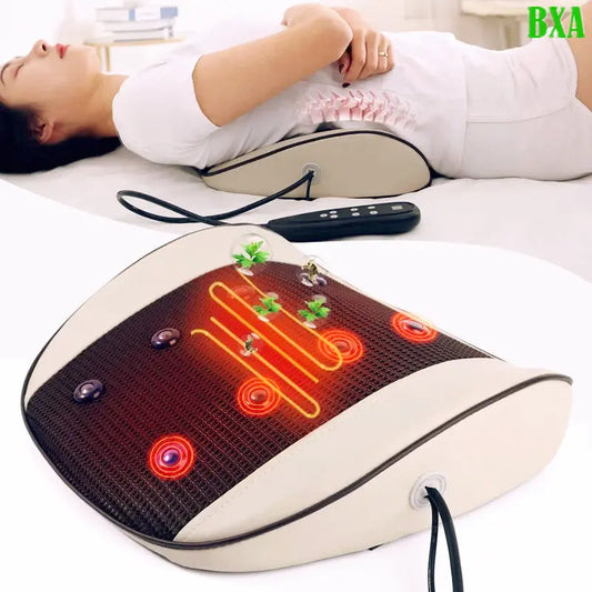 New Electric Pulse Body Massager Cushion Moxibustion Vibration Heating Lumbar Waist Traction Airbag Therapy Massage Relief Pain