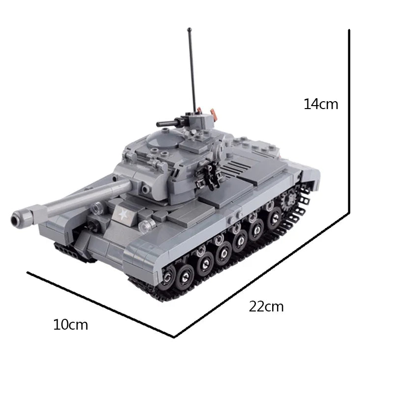 WW2 Military Vehicle M26 Pershing Tank Building Blocks Army Halftrack Car Truck Bricks Toys Model US Soldiers Figures Waepon