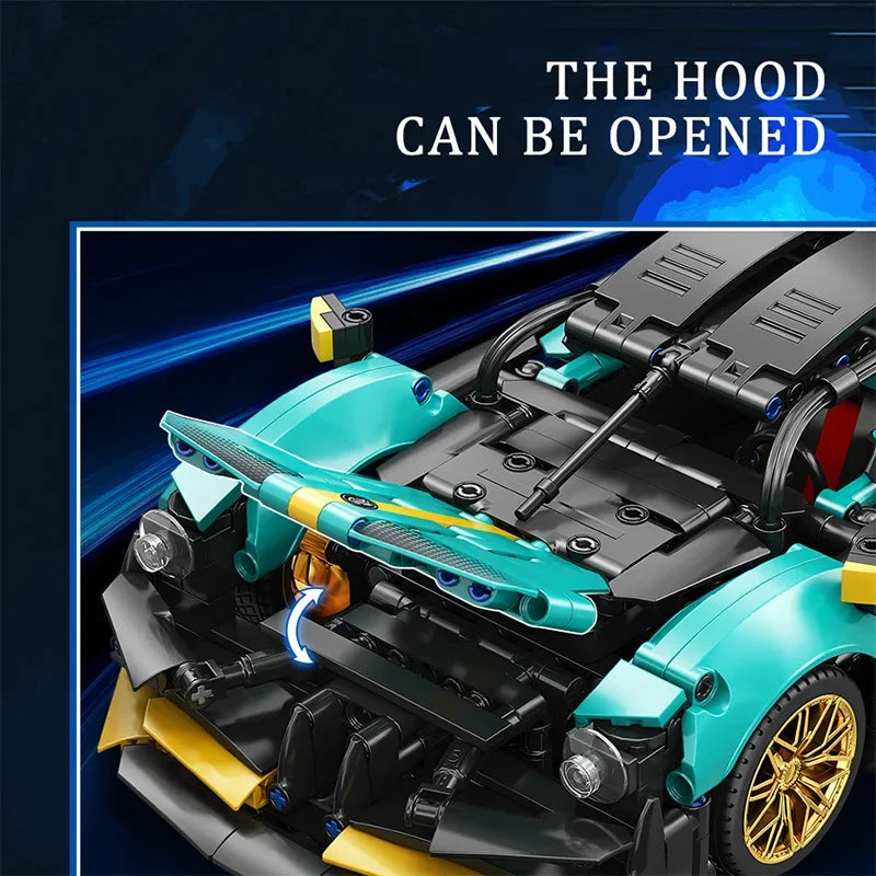 982Pcs Technical Racing Sport Car Model Building Blocks City 1:14 Mechanical Supercar Speed Vehicle Bricks MOC Toys For Kid Gift