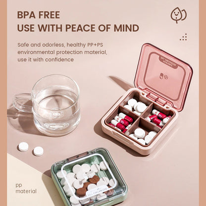 4 Grid Portable Pill Box Waterproof Medication Box Travel Pill Box Vitamin Tablet Container Plastic Box Capsule Organizer