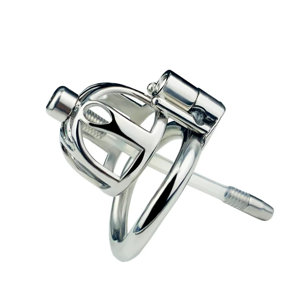 Stainless Steel Male Chastity Cage Stealth Lock Device Penis Cock Lock Rings Urethral Catheter Slave Restrict Sex Toys For Men