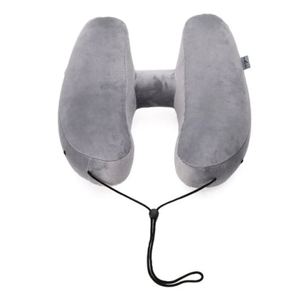 1pack H Shaped Massage Pillow Inflatable Portable Storage Outdoor Travel Long Distance Car Airplane Rest Hooded Neck Pillow