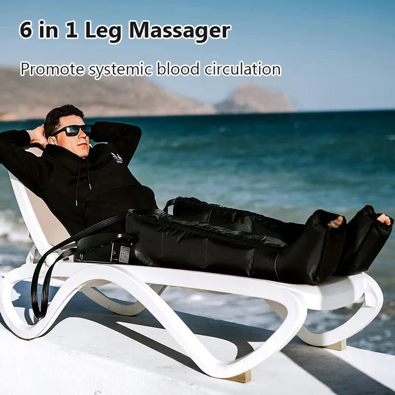 New 6 Chambers Air Compression Leg Massager System Whole Body Massager Compression Pump Recovery Boots Foot Massage AirWrap