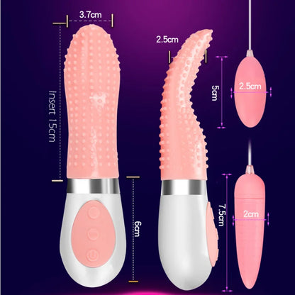 1PCS 2IN1 Silicone G-spot Clitoris Magic Tongue + 2 Bullet Vibrators USB Rechargeable Massager Masturbator Sex Toys for Women