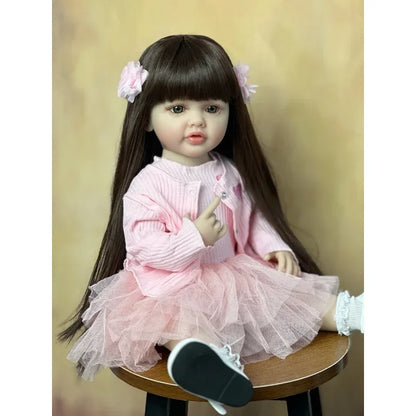 55CM Reborn Dolls 22Inch Baby Lifelike Realistic Stand Girl Doll Kit Full Soft Silicone Body Toddler Birthday Gift