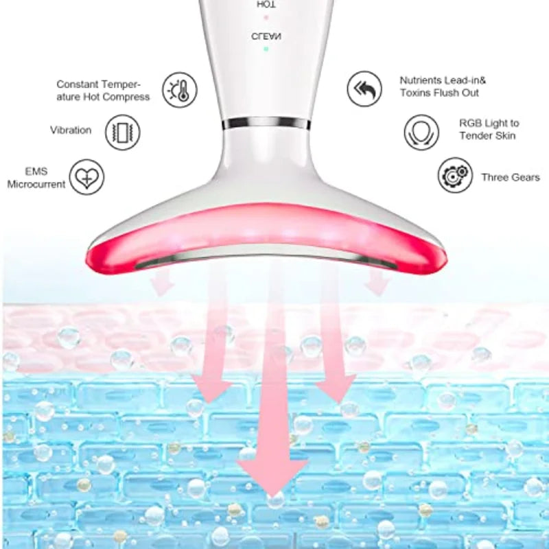 NEW Face Neck Massager Anti Wrinkles Vibration Facial Massager with Triple Action ModesTightening Firm and Smooth 3 Colors Light