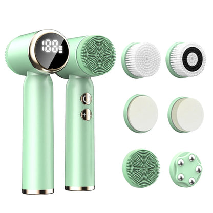 6 In 1 Electric Facial Cleansing Brush LED Display Face Cleaner Blackhead Removal Pore Clean Skin Rejuvenation Beauty Care