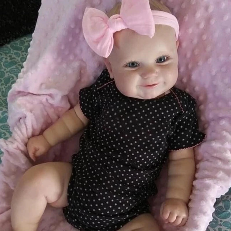 50cm/19in Reborn Baby Dolls Baby Girl Doll with Blue Eyes Lifelike Newborn Doll Simulated Reborn Doll for Girls Gift